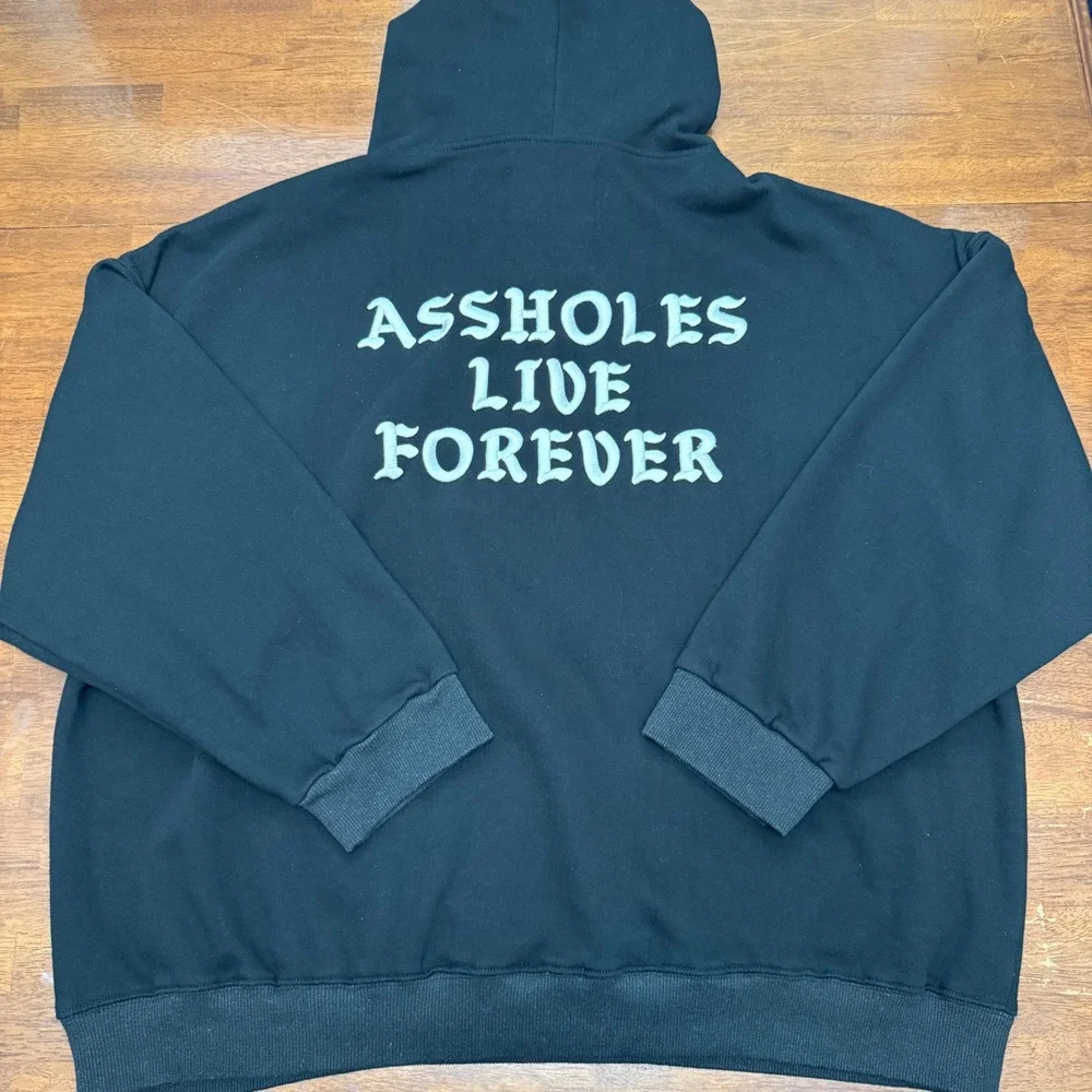 A$$holes Live Forever Hoodie Mens XXXL Black Puff Print Graphic Streetwear Sweat